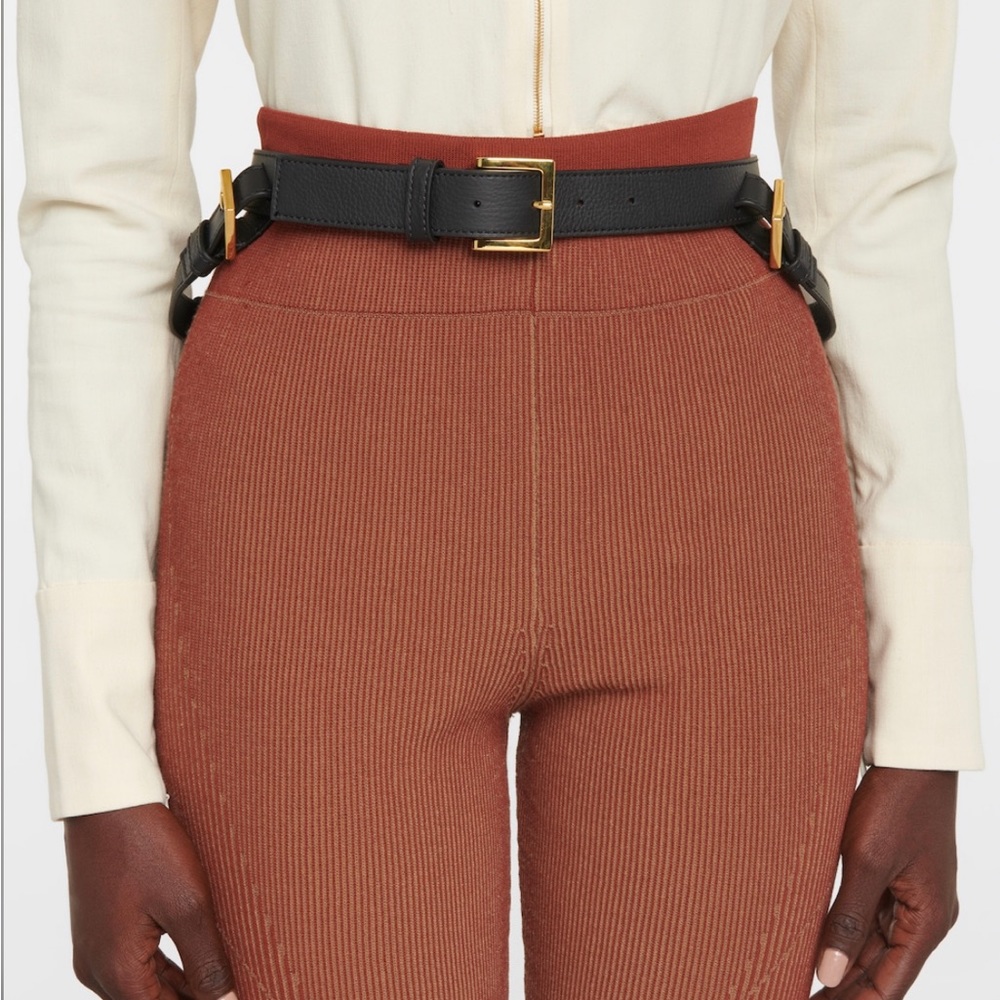 JACQUEMUS Black La Ceinture Baudrier Leather Harness Belt